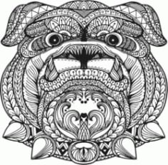 Floral Bulldog For Laser Engraving Machines Free Vector CDR File