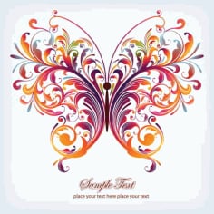 Floral Butterfly Design Free Vector
