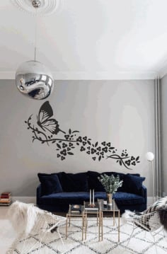 Floral Butterfly Laser Wall Engraving Decor CDR File