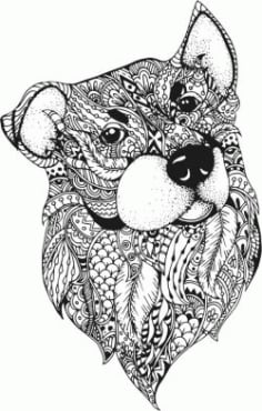 Floral Dog For Laser Engraving Machines Free Vector DXF File