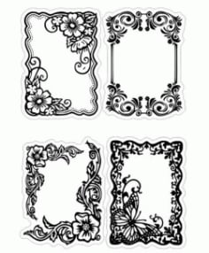 Floral Frame For Print Laser Engraving Machines Free Vector DXF File