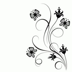 Floral Ornaments with Butterfly Design Free Vector