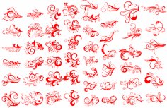 Floral Swirl Decorative Element Free Ai and DXF File
