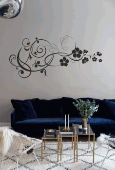 Floral Wall Decor Living Room CDR File
