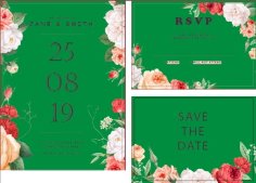 Floral Wedding Invitation Cards Vector Free Vector
