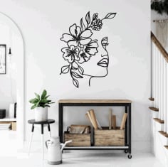 Floral Woman Living Room Wall Design CDR Vectors File