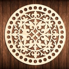 Flower Bottom Circle Wooden Base For Crochet Basket Laser Cut Template DXF Vectors File