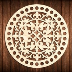 Flower Bottom Circle Wooden Base for Crochet Basket DXF File