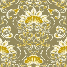 Flower Decor Damask Pattern Elegant Traditional Symmetric Design Free Vector