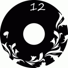 Flowers Vinyl Record Wall Clock Laser Cut Template CDR File