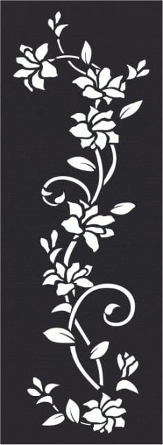 Flowers Wall Decal White Vines Laser Cut CDR File