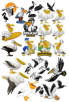 Flyting Birds Silhouette Pelican Sticker Free Vector