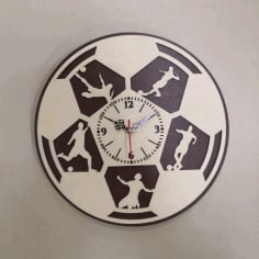 Football Wall Clock Sport Wall Clock Gift For Soccer Lover Footballer Laser Cut CDR File