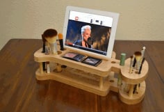 For Ladies Makeup Kit iPad Stand Pen Holder CNC Laser Template Laser Cut Free CDR File