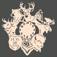 Forest Animals Wall Clock Laser Cut CDR File