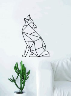 Geometric Wolf Howling Animal Wall Decor Art Laser Cut DXF File