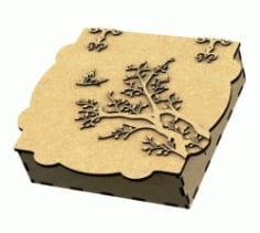 gift Box shaped apricot tree for Laser Cut CNC DXF File