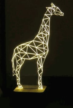 Giraffe 3D Optical Illusion Night Light Laser Cut CDR File