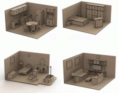 Girly Doll House with Furniture CDR File