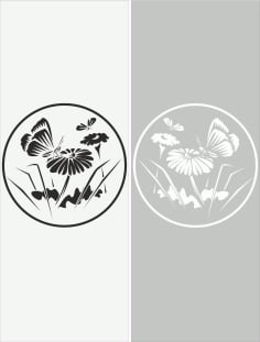 Glass Floral Sticker Decal Vector Laser Cut CDR File