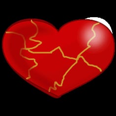 Gold Crack Heart Vector SVG File