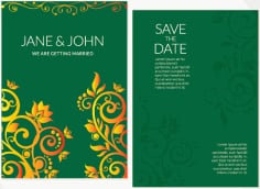 Golden floral wedding invitation Card sleeve Vector File
