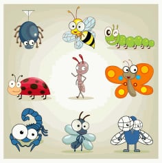 Googly Eyed Insects Free Vector