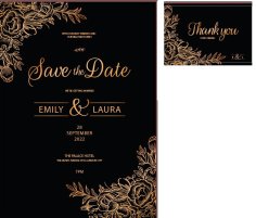 Gradient Golden Floral Wedding Invitation Card Free Vector