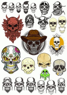 Graphic Skull Silhouette Tattoo Design CDR File