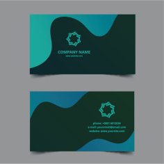 Green Blue Business Card Template Free Vector