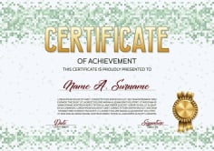 Green Pixelated Certificate Template Material Illustrator Vector File
