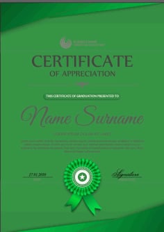 Green Styles Certificate of Appreciation Template Free Vector