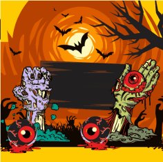 Halloween Banner Template Colorful Horror Elements Decor Free Vector