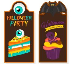 Halloween Party Invitation Card Set Free Vector
