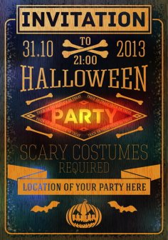 Halloween Party Invitation Card Template Free Vector