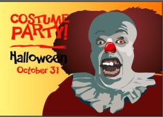 Halloween Party Invitation Clown Free Vector