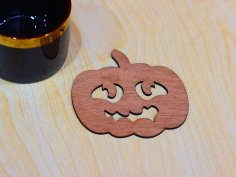 Halloween Pumpkin Wooden Coaster Template Laser Cut Vector File