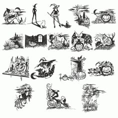 Halloween Witch Sticker Pack CDR File