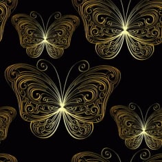 Hand Drawn Glod Butterfly Free Vector