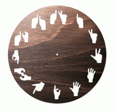 Hand Gesture Wooden Wall Clock CDR File