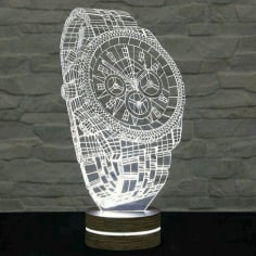 Hand Watch Illusion Lamp Engraving File Free CDR Vectors File