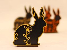 Happy Easter Bunny Stand Decoration Easter Rabbit Decoration Laser Cut 3mm Vector File