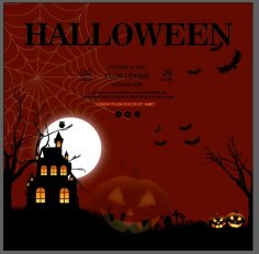 Happy Halloween Night Scary Party Invitation Card Free Vector