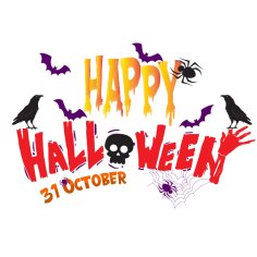 Happy Halloween Party Design Element Texts Spiderweb Bone Skull Bat Raven Sketch Free Vector