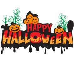Happy Halloween Typography with Scary Pumpkins Free Vector