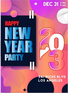 Happy New Year 2023 Poster Template Free Vector