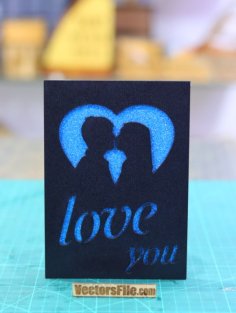 Happy Valentine Day Gift Card Love You Couple Gift Ideas Laser Cut Vector File