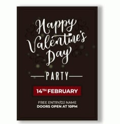 Happy Valentines Day Party Invitation Card Template Free Vector