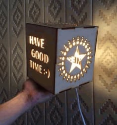 Have Good Time Decorative Wooden Night Light Lamp, Wooden Table Lamp, Wooden Box Lamp