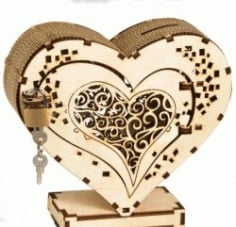 Heart Box with Lock for Laser Cut CNC CDR File